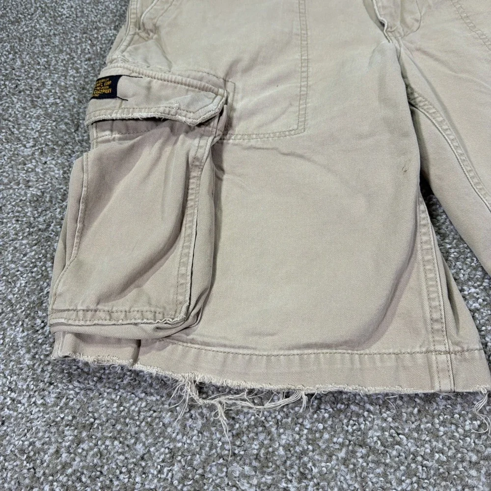 Polo Jeans Military Surplus Cargo Shorts Y2k Beige Essentials Size 34 Waist